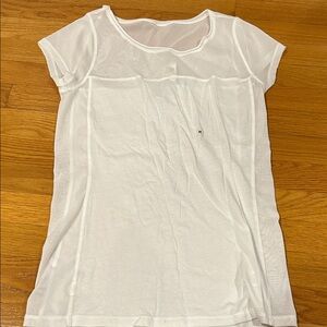 Express Sheer White Short Sleeve Top
